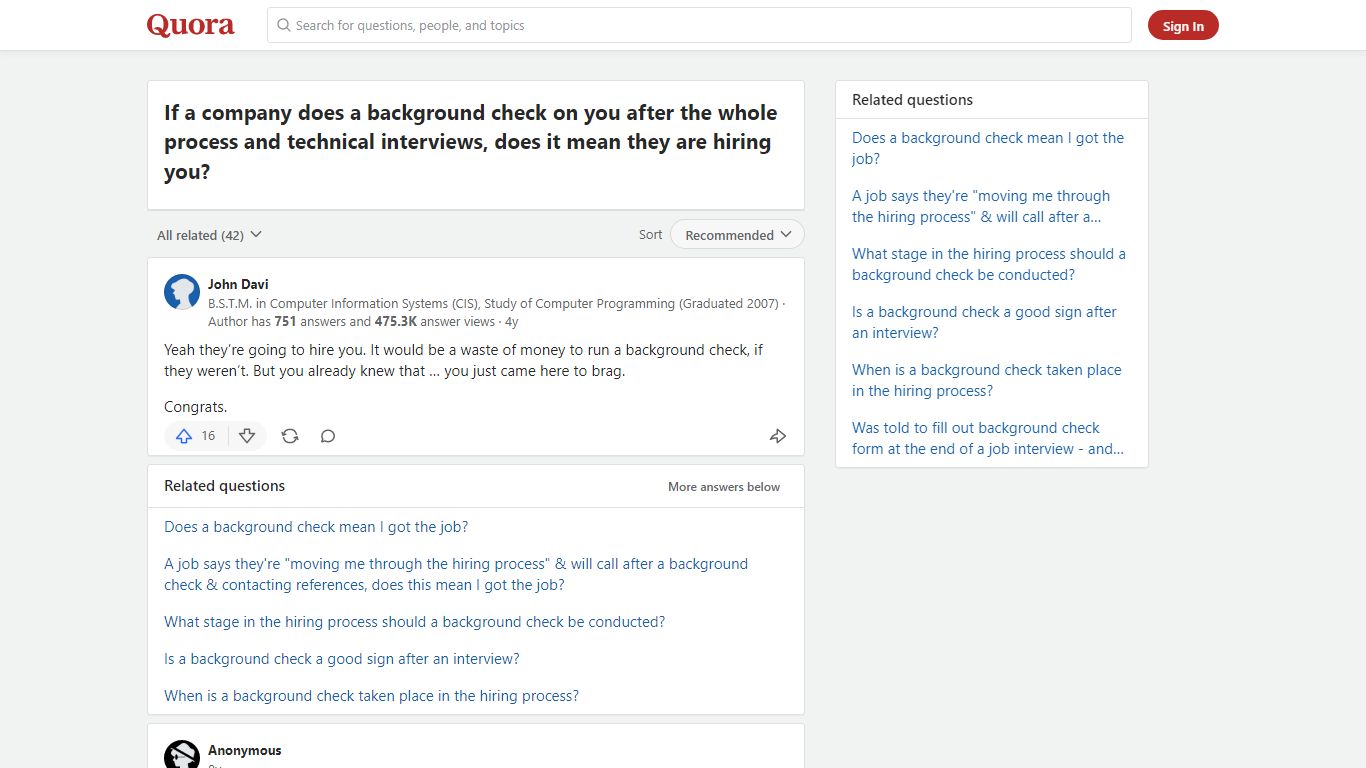 If a company does a background check on you after the whole ... - Quora